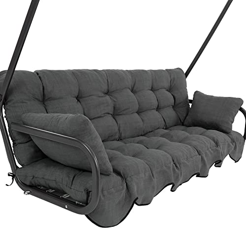 PATIO Auflage Hollywoodschaukel 180 cm Minorca Auflagen Set Sitzkissen Rückenlehne 2 x Seitenkissen Schaukelbank Auflage Grau