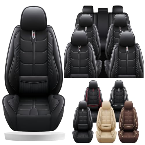 Custom Fit Seat Covers for Chrysler Pacifica 2004-2025 | 7-Seater Car Seat Covers | Stain and Water Resistant Nappa Leather seat Cover.(Black,Full Set)