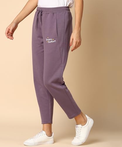 Image of Alan Jones Clothing Women's Comfort Fit Mid Rise Solid Cotton Joggers Track Pant
