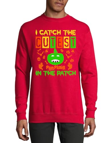 Pull en coton avec inscription citrouille verte vêtement automne rouge casual