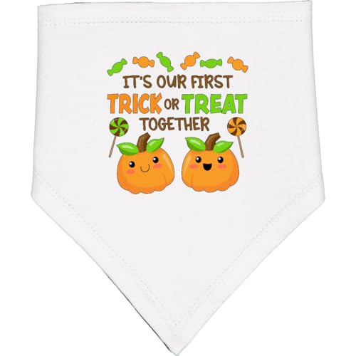 inktastic It's Our First Trick or Treat Together- Halloween Baby Bandana Bib
