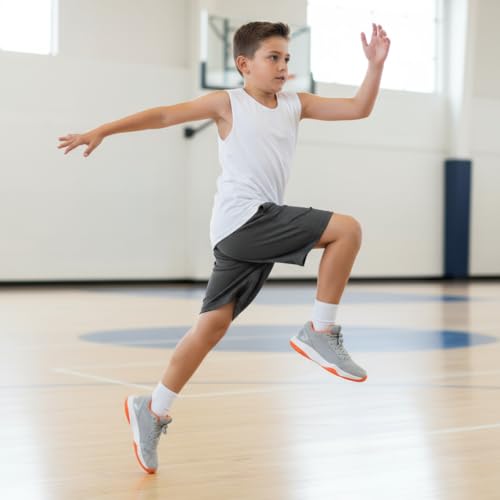 Boys Athletic Basketball Shorts, Moisture Wicking Performance Material, with Side Pockets, Sizes 1-13 Years4