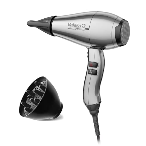 Valera, Swiss Silent Jet 8600, Asciugacapelli Professionale, Phon Silenzioso, con Potente Motore, 3 Livelli di Temperatura, Ionizzatore, Cavo Flessibile Anti-Attorcigliamento, 2400 W, Platino