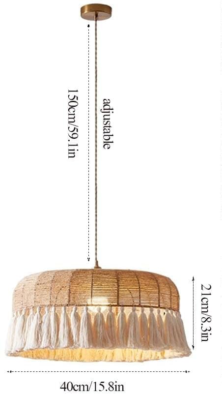 Suspension en rotin Boho vintage 15.8" pour illuminer un îlot de cuisine