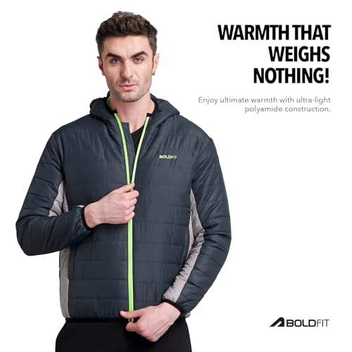 Image of Boldfit jackets for men stylish latest puffer winter jacket for men standard length jacket man full sleeves bomber jackets for man winter wear with hoodie