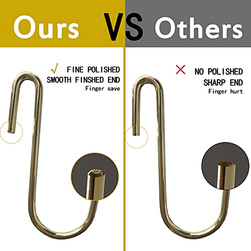 Friade Smooth Finished 12 Pack S Hooks For Hanging, Heavy Duty S Hanger Hooks, Hooks Hanger For Hanging Pot, Pan, Cups, Plants, Gloves, Bags, Towels, Jeans，Hat (Gold) #TOP5