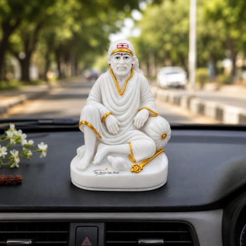 Image of Marble Sai Baba (Design 4(4 x 2.5 Inch))