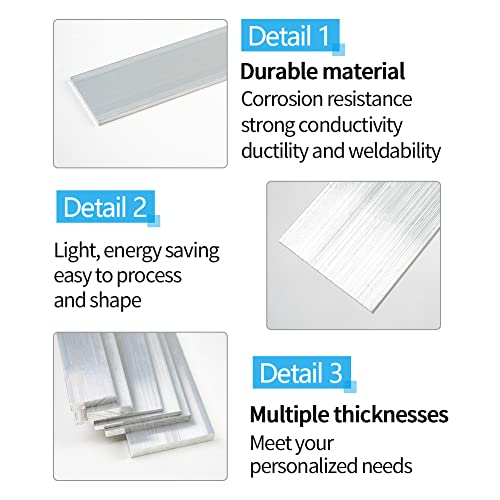 Feelers 6061 Aluminum Bar 1/4" Thickness X 1" Width X 12" Length Aluminum Solid Square Bar, 4 Pcs #TOP3
