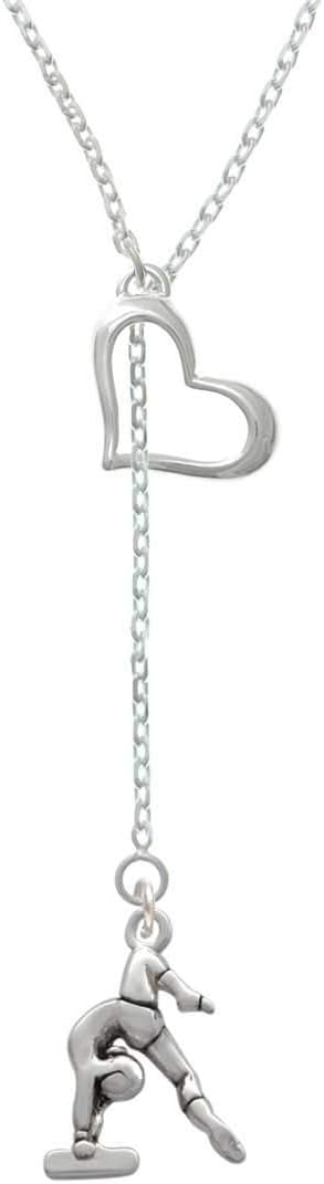 Delight JewelryGymnast on Balance Beam Heart Lariat Necklace, Metal