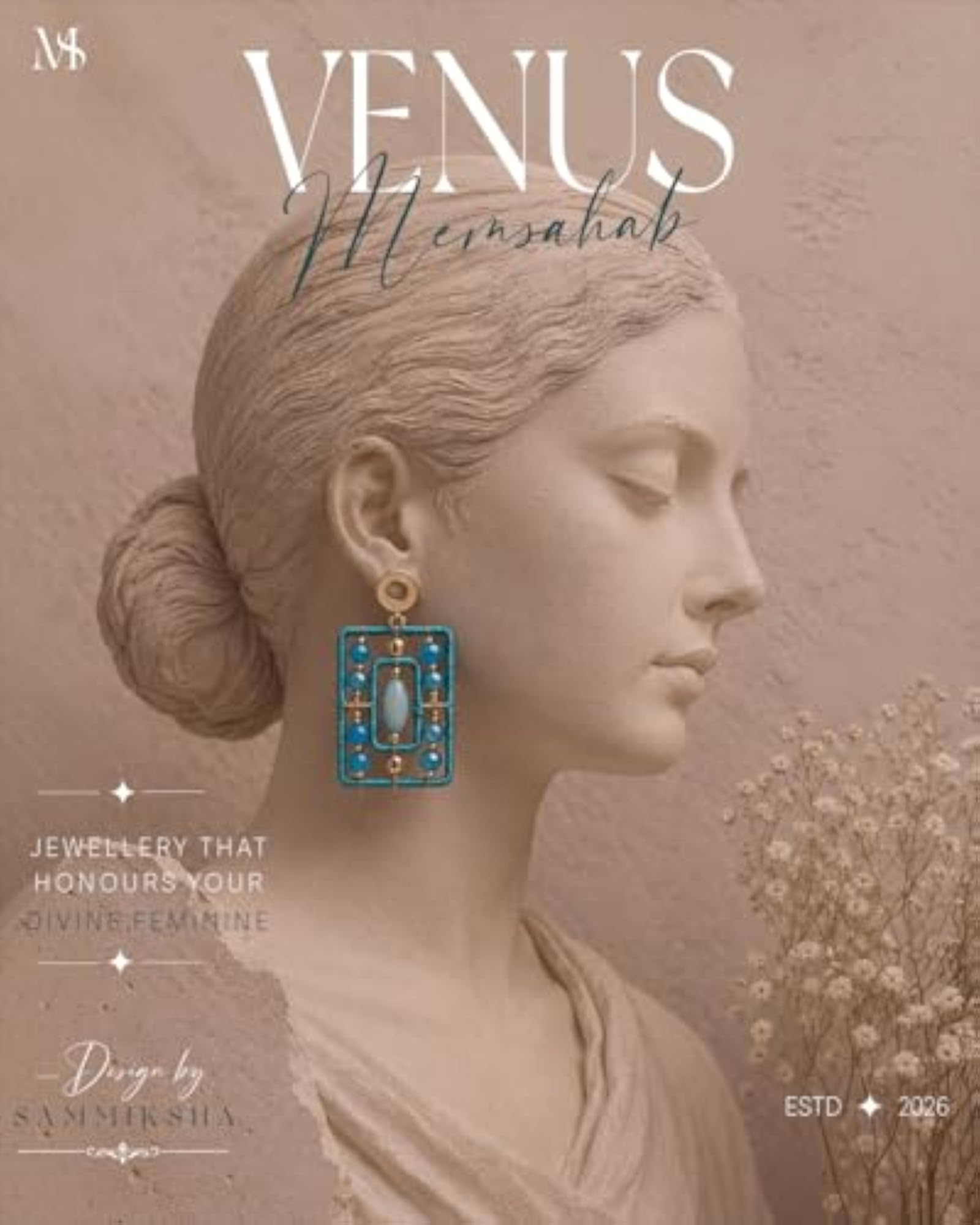 Women's Turquoise Cotton Thread & Crystal Beaded Earrings