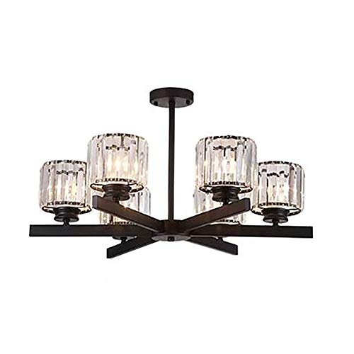 Lámpara colgante de hierro negro con cristal y 8 luces de 83x40cm