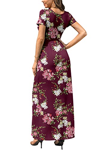 Image of DB MOON Womens 2026 Summer Maxi Dresses Casual Short Sleeve Empire Waist Spring Long Dress with Pockets
