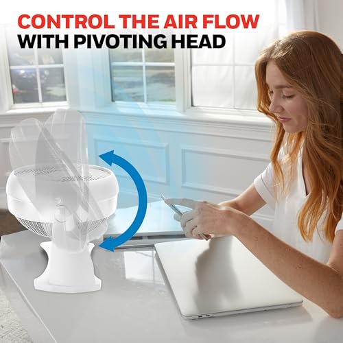 Honeywell TurboForce Air Circulator, Small Tabletop Fan, Quiet Personal Fan for Home or Office, 3 Speeds, 90 Degree Pivoting Head, White, HT-904 - Image 5