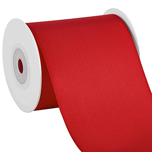 Image of Solid Color Double Faced Red Satin Ribbon 3 inch X 10 Yards, Ribbons Perfect for Crafts, Wedding Decor, Bows Bouquet, Sewing, Christmas Gift Wrapping