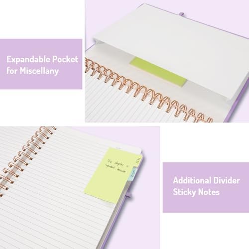 Forvencer A4 Lined Spiral Journal Notebook with 300 Numbered Pages, 11" X 8.5" Thick Journals for Writing with 100GSM Paper, Hardcover Notebooks with Contents for Work, School, Purple