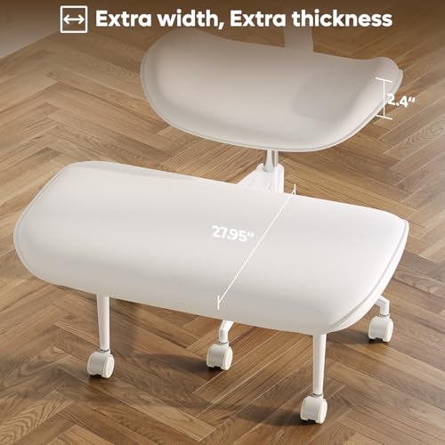 Image of Pinmoco Cross-Legged Meditation Chair, ADHD Friendly Armless Office Chair with Footrest, PU Leather Wide Seat Desk Chair for Focus, Calm Sitting & Home Office, Off White
