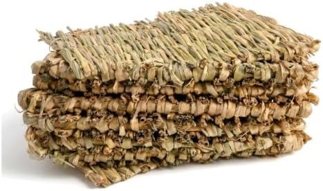8 Piezas Tejida Alfombra de Hierba para Conejos, Almohadilla Tejida a Mano para Conejos Animales Juguete Masticable Cama Conejo Accesorios para Todo El Año para Cobayas Hámsters Conejillo de Indias