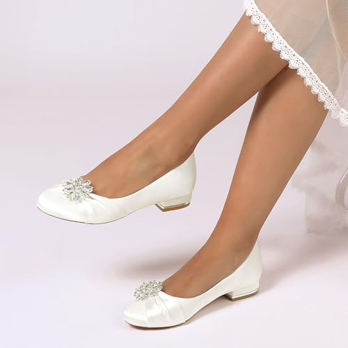 Women's Round Toe Flats Shoes Satin Flats Dress Shoes for Party Evening Wedding4
