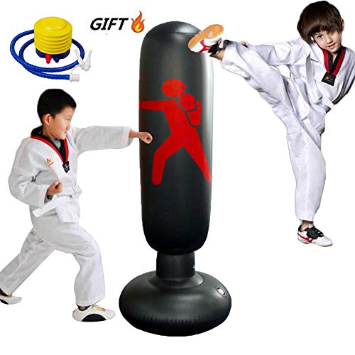 xingxinqi Kids Inflatable Punching Bag 160cm Training Bag Kickboxing Bag Inflatable Free-Standing Fitness