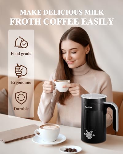 Image of 4 in 1 Electric Milk Frother: Automatic Milk Steamer Large Capacity Hot & Cold Coffee Foam Froth Maker, Milk Warmer Foamer for Latte, Cappuccino, Hot Chocolate