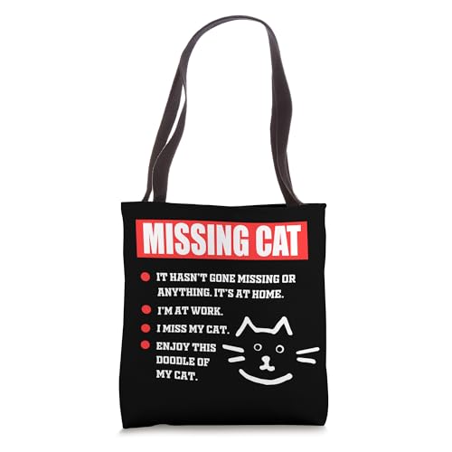 Funny Cat Missing Poster Tote Bag
