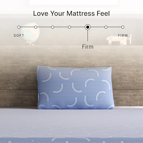 Image of Signature Design by Ashley Full Size iKidz 7 Inch Firm Gel Memory Foam Mattress with Stretch Knit Cover & Pillow Included, Blue Ocean, Fiberglass-Free, Mattress in A Box