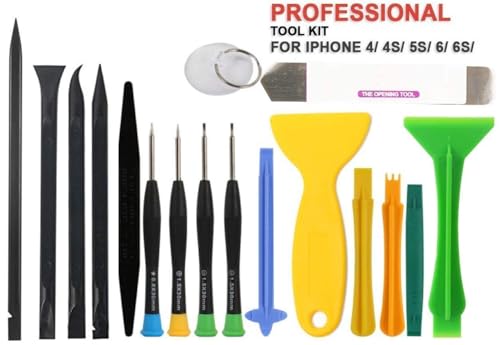 Image of Mobile Repairing Tool Kit Meshiv 17 in 1 Professional Cell Phone Mobile Screwdriver Set Repair Opening Tool Kit for iphone Various Smartphones and Tablets, Multicolour (18 IN 1 Pry Tool Opener)
