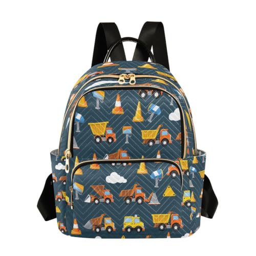 Mochila de moda con diseño original de nube y camión en vibrante amarillo y naranja