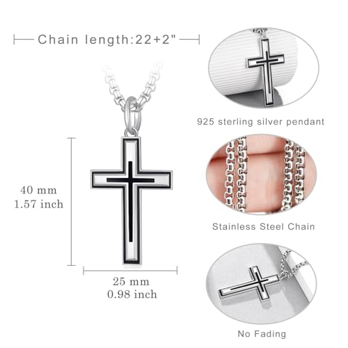 Cross Necklace 925 Sterling Silver Cross Necklace for Men Women Crucifix Necklace Cross Jewelry Gifts4
