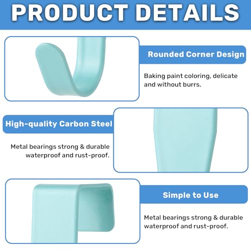 12 StückTürhaken ，Türhaken zum Einhängen, Edelstahl Türhaken, Haken zum Einhängen, stabile Aufhängung, kein Bohren, geeignet für Standardtüren, in Weiß, Rot, Blau und Grün，Garderobenhaken
