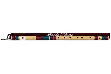 Radhe Flutes | G Natural Right Handed Base Bansuri | Maroon & Dark Green | Tuned With Tanpura A=440Hz | PVC Flute + Velvet Cover + Hindi & English Flute Lessons - image, photos