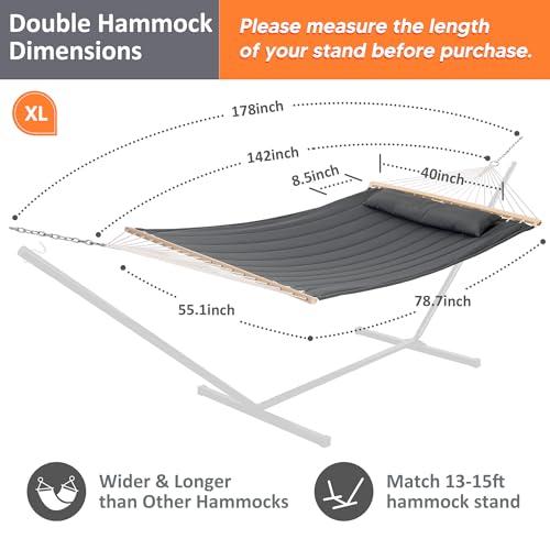 Image of SUNCREAT Heavy Duty Hanging Tree Hammock, 475 lbs Capacity, Gray