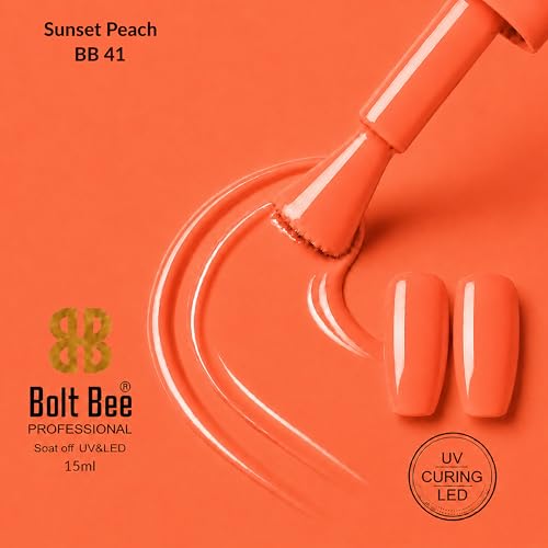 Image of Bolt Bee Lime Orange Color Gel Nail Polish Soak Off UV Gel 15ML DIY at Home Manicure Salon Nail Art