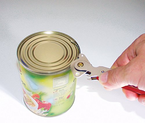 Fackelmann Nickel/Stainless Steel Can Opener with Cap Lifter, Silver/Red, 5.9-Inch, 15 x 7.8 x 2 cm - Image 2