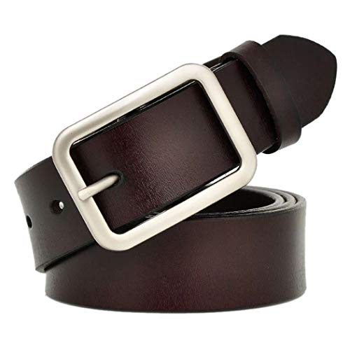VONSELY Wide Leather Womens Belts for Jeans, Unisex Square Buckle Belts for Men and Women