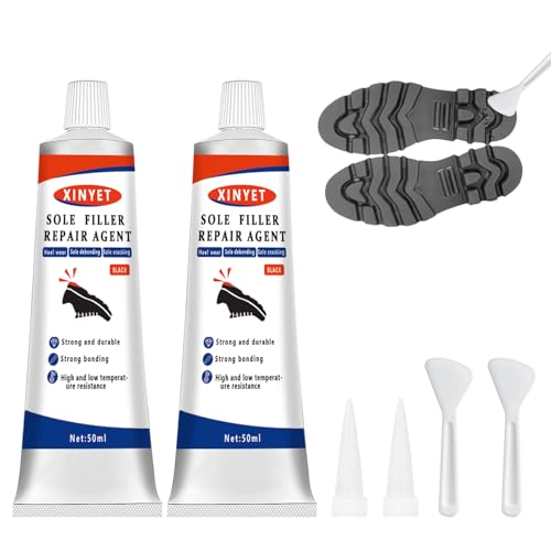 Xinyet 100 ml cola sola sapatos, cola sapatos extra forte, cola forte sapatos, para usado para enchimento de solas, desgaste de saltos e rachaduras em solas. (Preto)