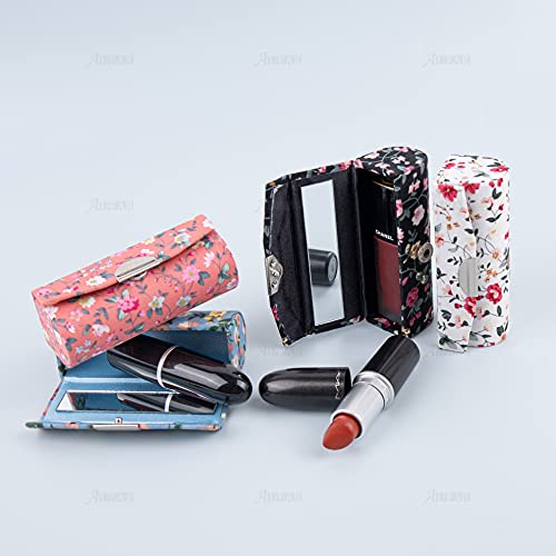AUEAR, Pacote com 4 caixas de batom floral com espelho para bolsa de viagem (estampa de flor pequena
