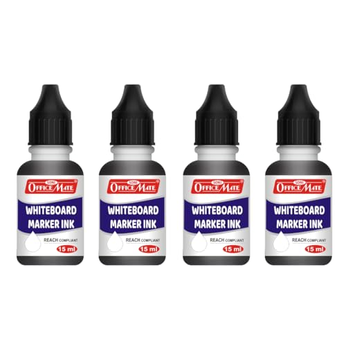 Image of Soni Officemate Whiteboard Marker Ink -15ml| Pack of 4 (Black) | Smooth, Easy Wipe, Long-Lasting Ink | Eco-Friendly & Bright