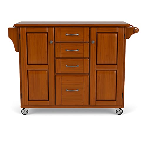 Home Styles Create-a-Cart Oak Two-door Cabinet with Natural Wood Top, Two Wood Panel Doors, Adjustable Shelves, Four Drawers, Two Towel Bars, Spice Rack, and Rubber Casters - Thumbnail 2