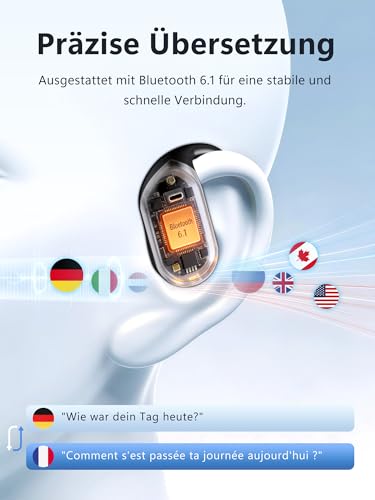 KI Kopfhörer Übersetzer in Echtzeit 4-in-1: Sprachübersetzer Kopfhörer 164 Sprachen 7 Modi mit APP - 75h Bluetooth 6.1 Übersetzung Ohrhörer mit iOS Android - ENC Übersetzer für Reisen Geschäft Lernen