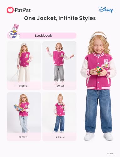 Image of Disney Kids Fleece Bomber Jacket, Varsity Outerwear with Pockets, 2-10Y