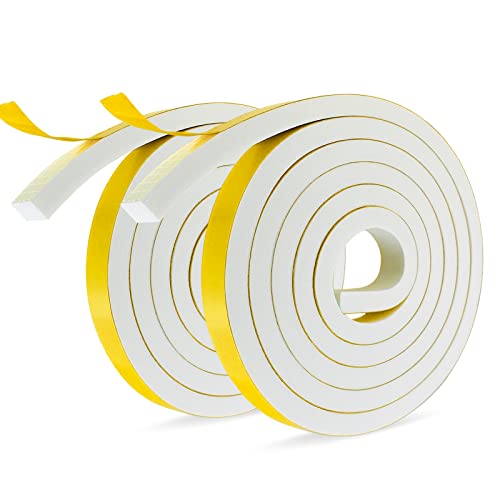 Joint Porte 2 Rouleaux 12 mm(l) x10 mm(H) x2m(L) Joint Isolant en Mousse Caoutchouc Pour Fenêtres, Portes, Mousse Auto-adhésif Anti-collision, Isolation...