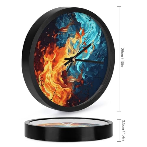 Horloge murale numérique décorative grand format à motif eau et feu - 3