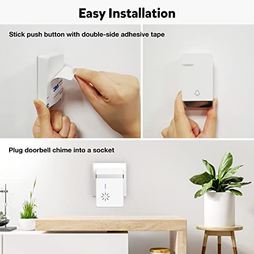 Self-Powered Wireless Doorbell, Battery Free Doorbell, No Battery Required Doorbell, 328 Feet Long Operating Range With Led Indicator & 36 Chimes, Weather Resistant Door Bell Kits Wireless #TOP3