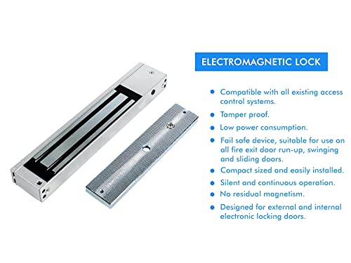 Image of Smart iCards; Single Door 12V DC 600lbs Electromagnetic Lock /EM Lock for Access Control with LED (Silver)