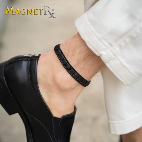 Image of MagnetRX Ultra Strength Magnetic Anklet - Effective Magnetic Ankle Bracelets for Men - Titanium Mens Ankle Bracelet with 48 Magnets (Black)