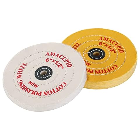 Amacupid Cotton Buffing Wheel Kit 6 inch. for Bench Grinding Wheel Polishing Machines. Polishes Jewelry, Glass, Tools and More. 1/2 inch Arbor Cover