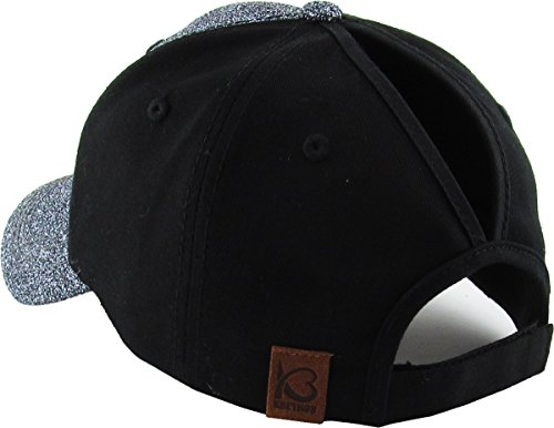 Image of Classic Plain Ponytail Messy High Bun Headwear Adjustable Cotton Trucker Mesh Glitter Hat Baseball Cap