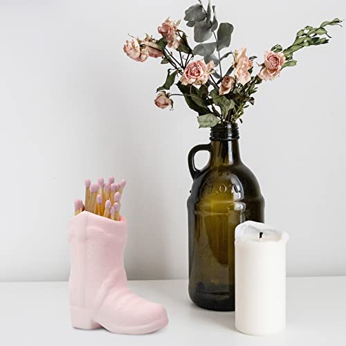 Cowboy Boot Match Holder, Cute Boot Match Holder Match Jar with Striker for Candle Ceramic Boot Match Holder for Kitchen Bathroom Interior Decoration (Pink) Cowboy Boot Match Holder (Pink) - Cosy Home Interiors Cowboy Boot Match Holder, Cute Boot Match Holder Match Jar with Striker for Candle Ceramic Boot Match Holder for Kitchen Bathroom Interior Decoration (Pink) Cowboy Boot Match Holder (Pink) - Image 5