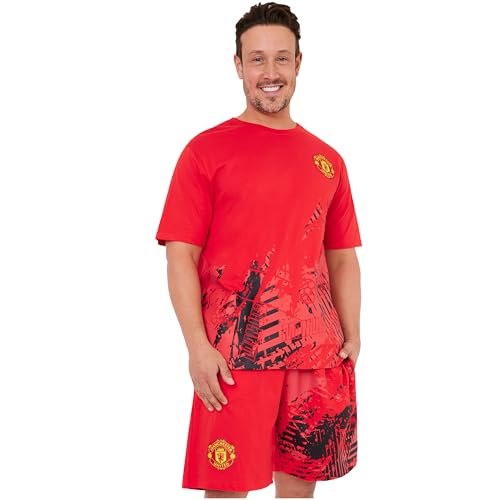 Get Trend Manchester United F.C. Ensembles de Pyjama Homme Court Été Pyjama Foot Vêtements de Nuit Homme Idée Cadeau (3XL, Rouge Man United)